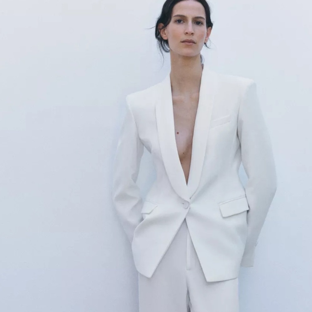Zara NWT ZW Collection white tuxedo jacket 2389/186